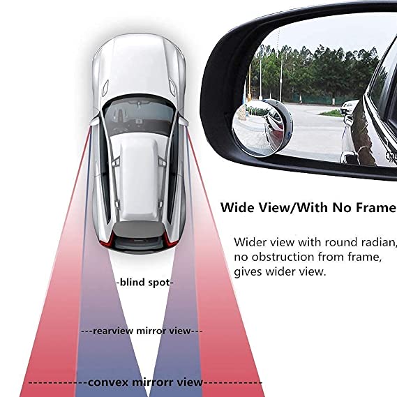 CarFrill HD Glass Frameless Round Convex Rear View Blind Spot Mirror new 2023