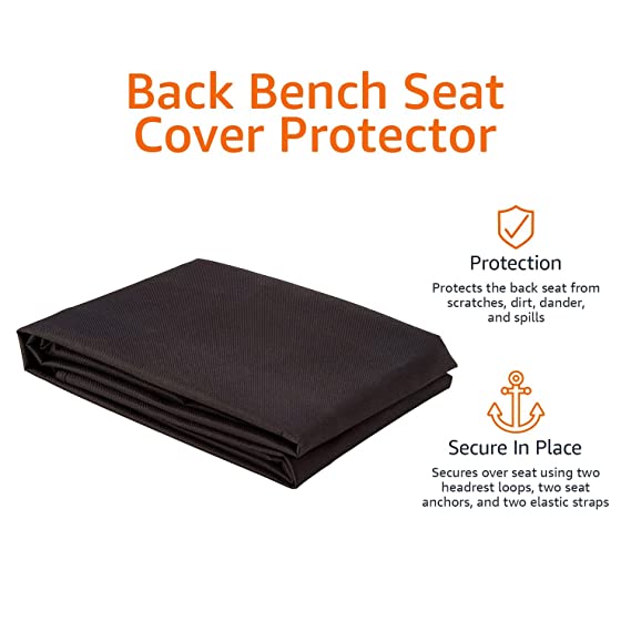 AmazonBasics Polyester Waterproof Car Back Bench Seat Cover Protector for Pets