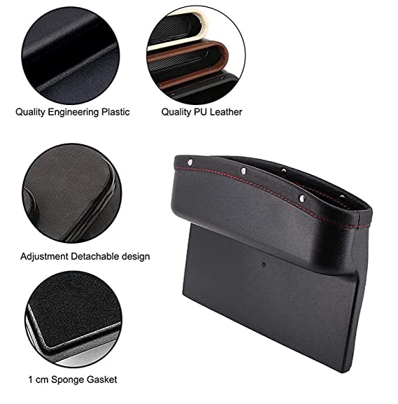 Lukzer 1PC PU Leather Car Side Organizer Seat Gap Filler Catch Caddy Side Seat Pocket Console Storage Box Holder for Wallet